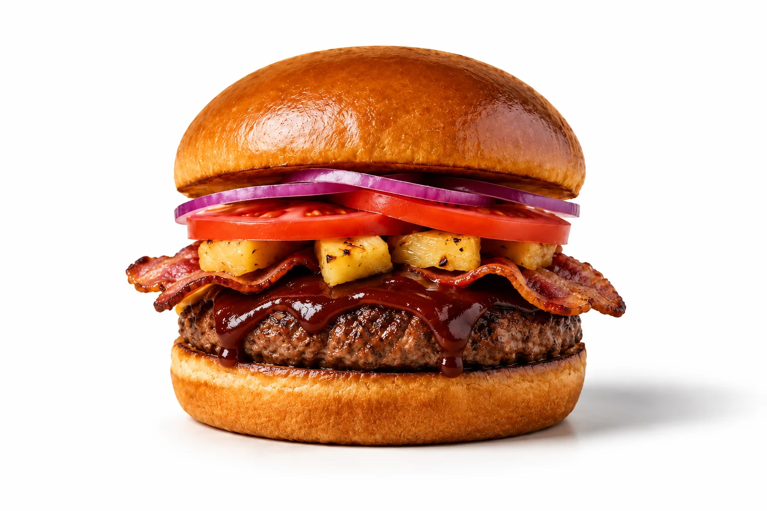 Super Nova hamburguesa BBQ tocino piña Moon Burger