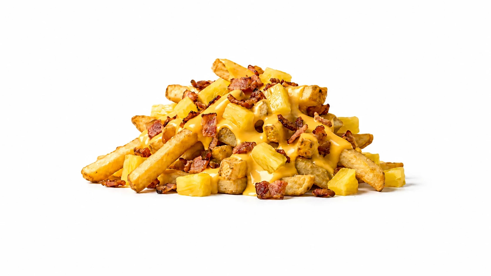 Papas Lunares con queso tocino y piña Moon Burger