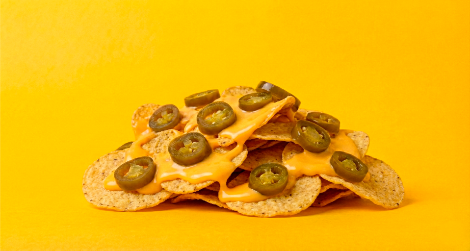 Nachos con queso y jalapeños Moon Burger